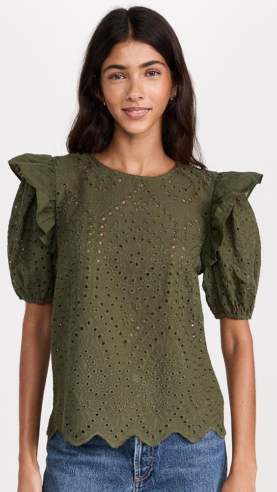 English Factory Ruffle Sleeve Eyelet Top | Shopbop Product Image