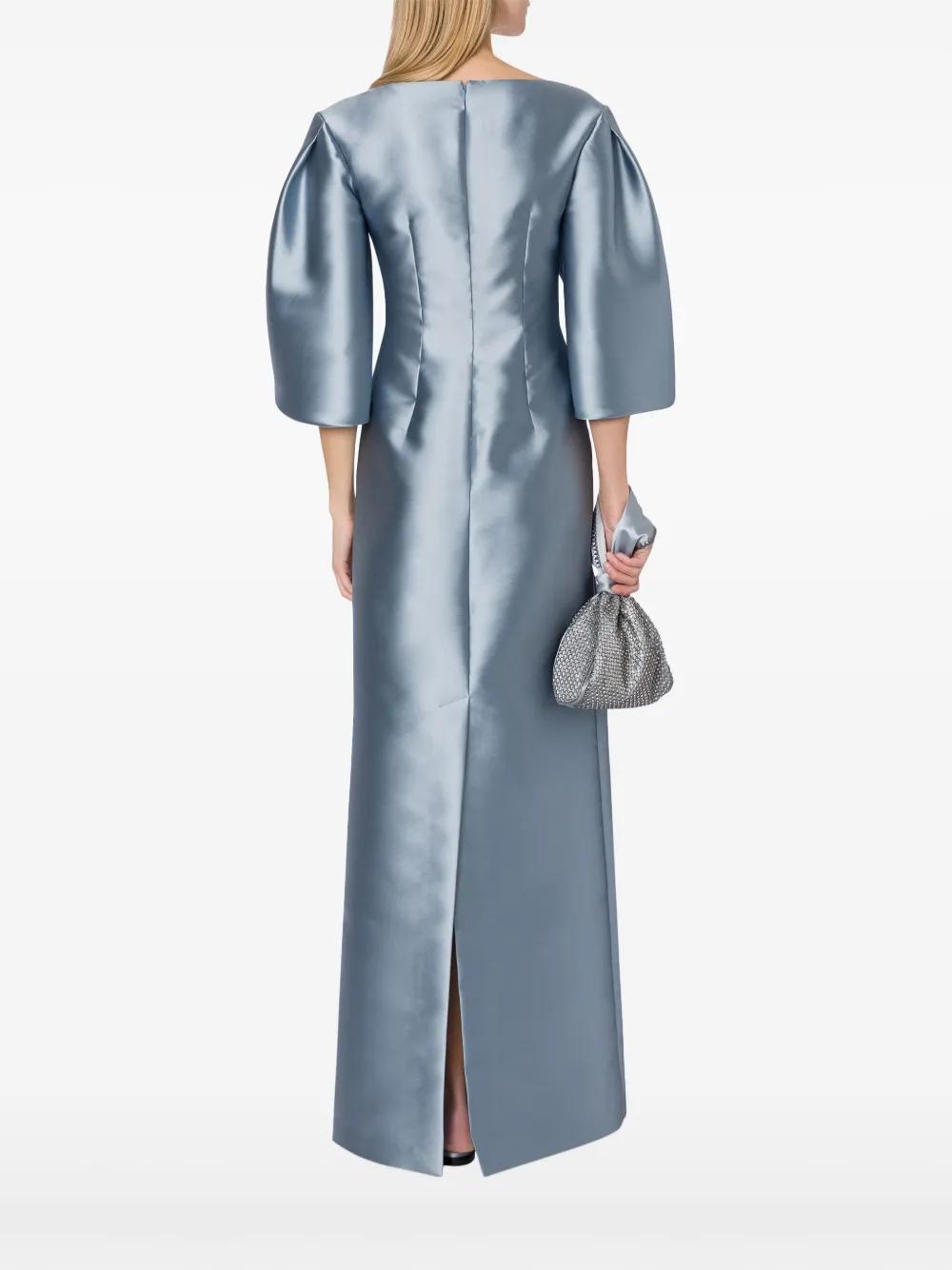 ALBERTA FERRETTI Balloon-sleeve Satin Gown In Grey Product Image