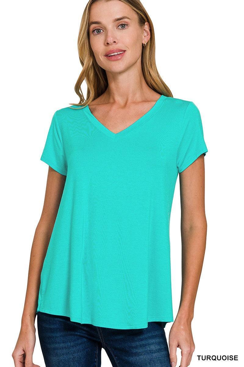 Zenana Rayon Short Sleeved Round Hem Top Product Image