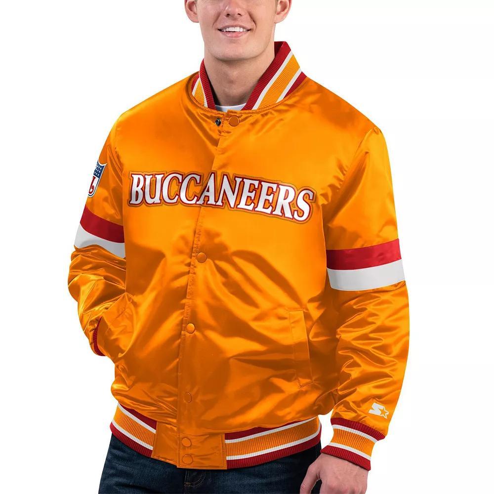 Men's Starter Orange Tampa Bay Buccaneers Gridiron Classics Home Game Satin Full-Snap Varsity Jacket, Size: XL Product Image