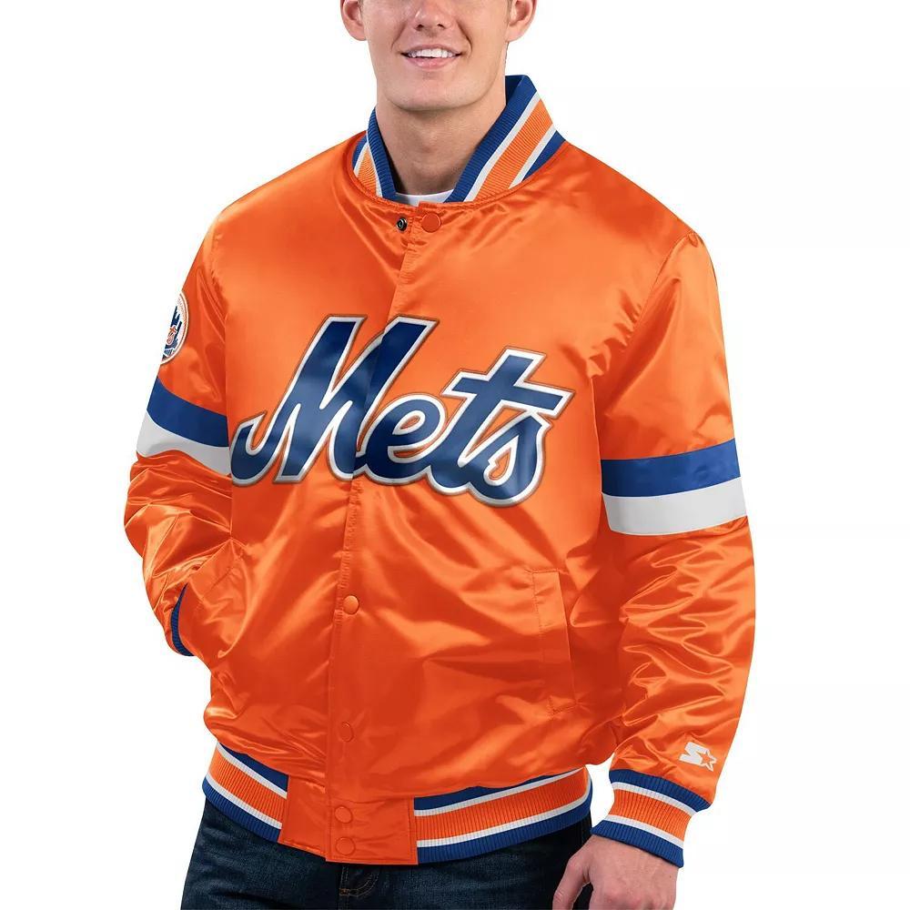 Men's Starter Orange New York Mets Home Game Satin Full-Snap Varsity Jacket,  Product Image