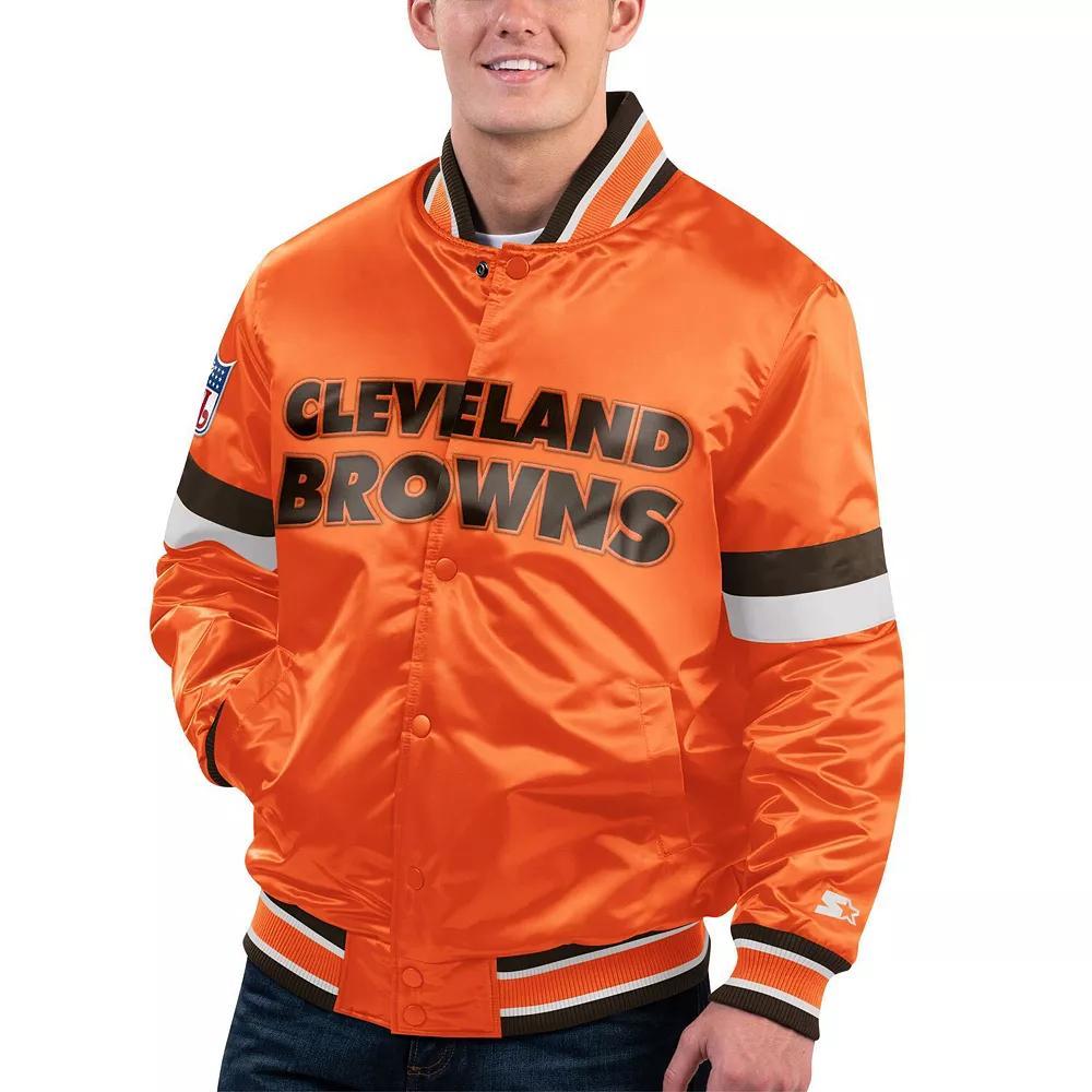 Men's Starter Orange Cleveland Browns Gridiron Classics Home Game Satin Full-Snap Varsity Jacket,  Product Image