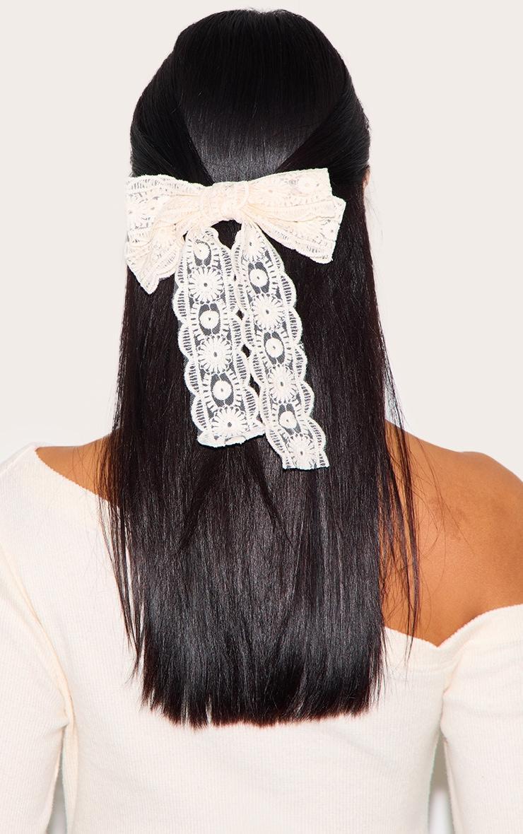 Cream Lace Bow Hair Clip Product Image