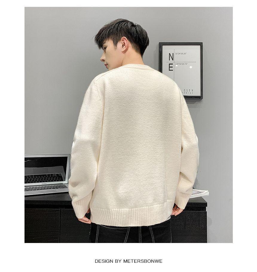 Crew Neck Plain Sweater Product Image