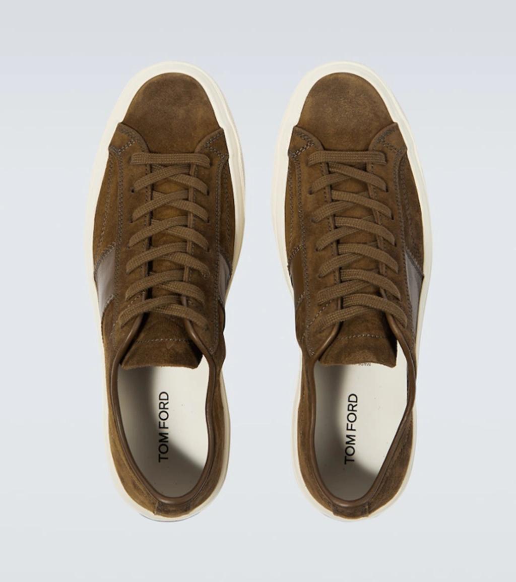 TOM FORD Cambridge Leather-trimmed Suede Sneakers In Brown Product Image