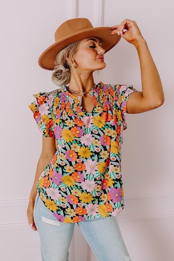 Floral Galore Shift Top In Black Product Image