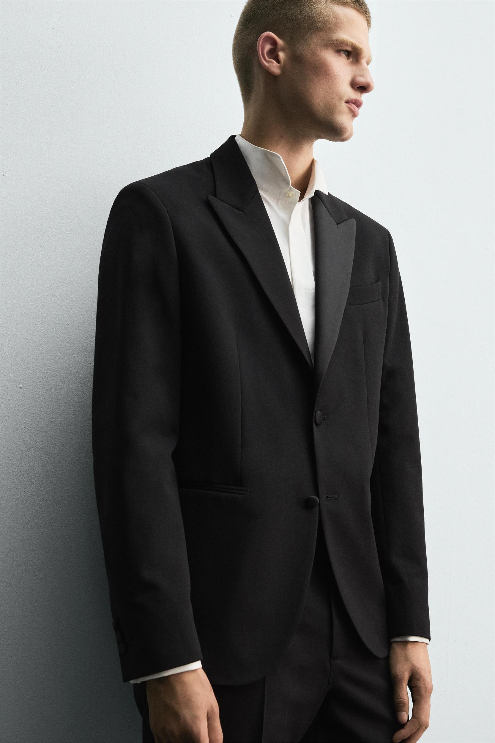 WOOL BLEND TUXEDO SUIT BLAZER Product Image