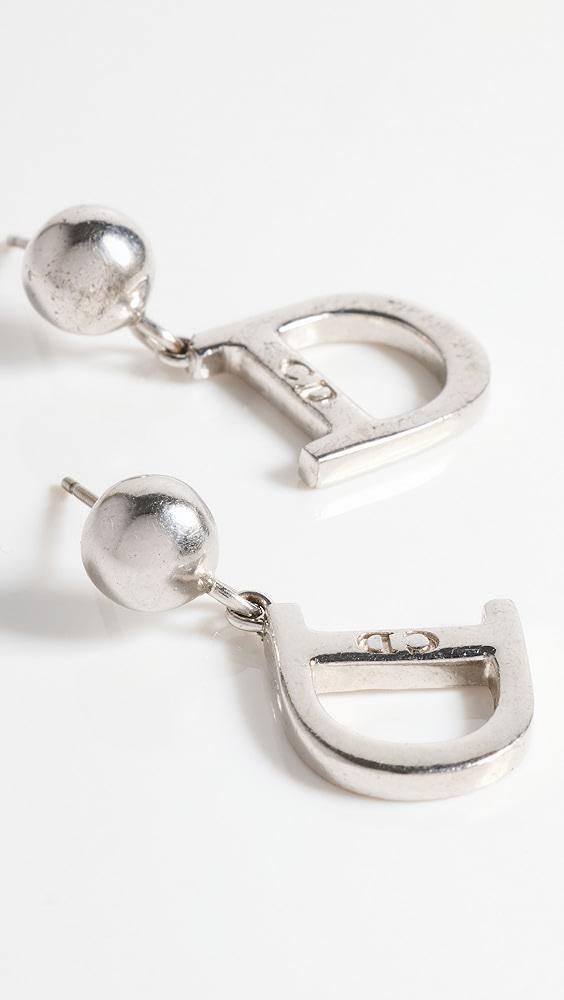 What Goes Around Comes Around Dior Silver Silver D Logo Earrings | Shopbop Product Image