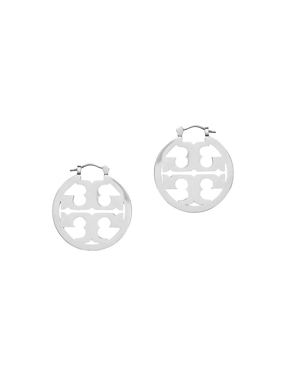 Tory Burch Small Miller Hoop Earrings Tory Silver One Size Product Image