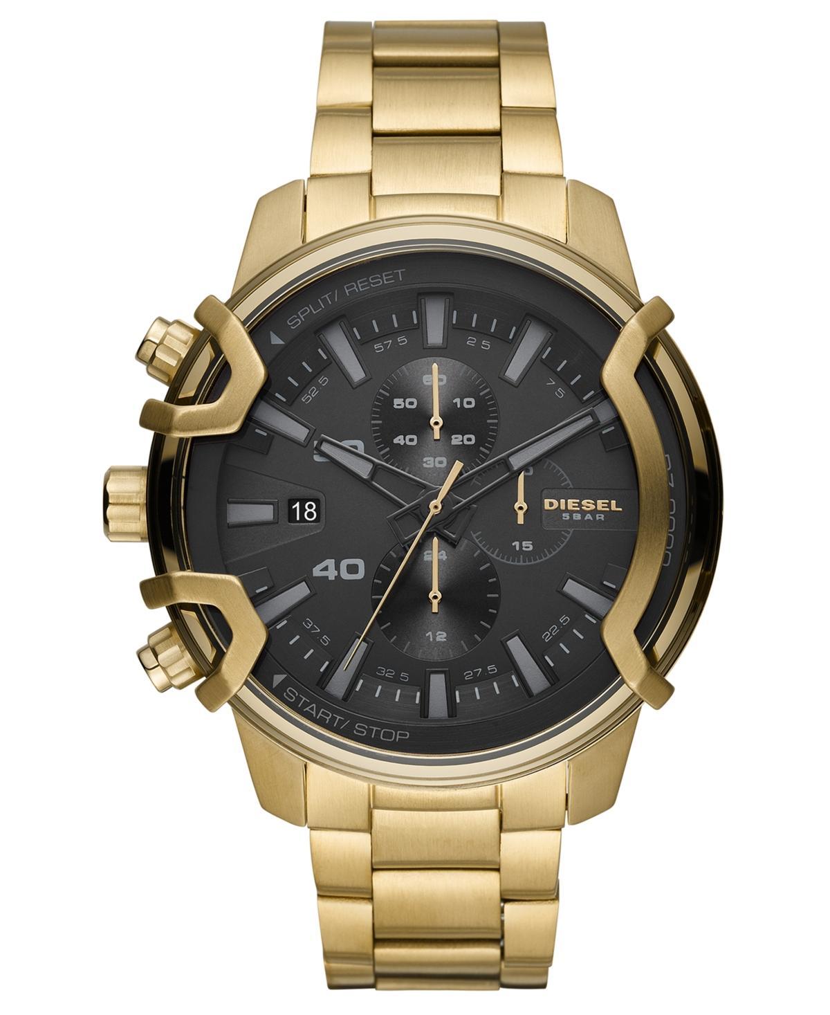 DIESEL Men's Chronograph Griffed Gold-tone Stainless Steel Bracelet Watch 48mm Product Image