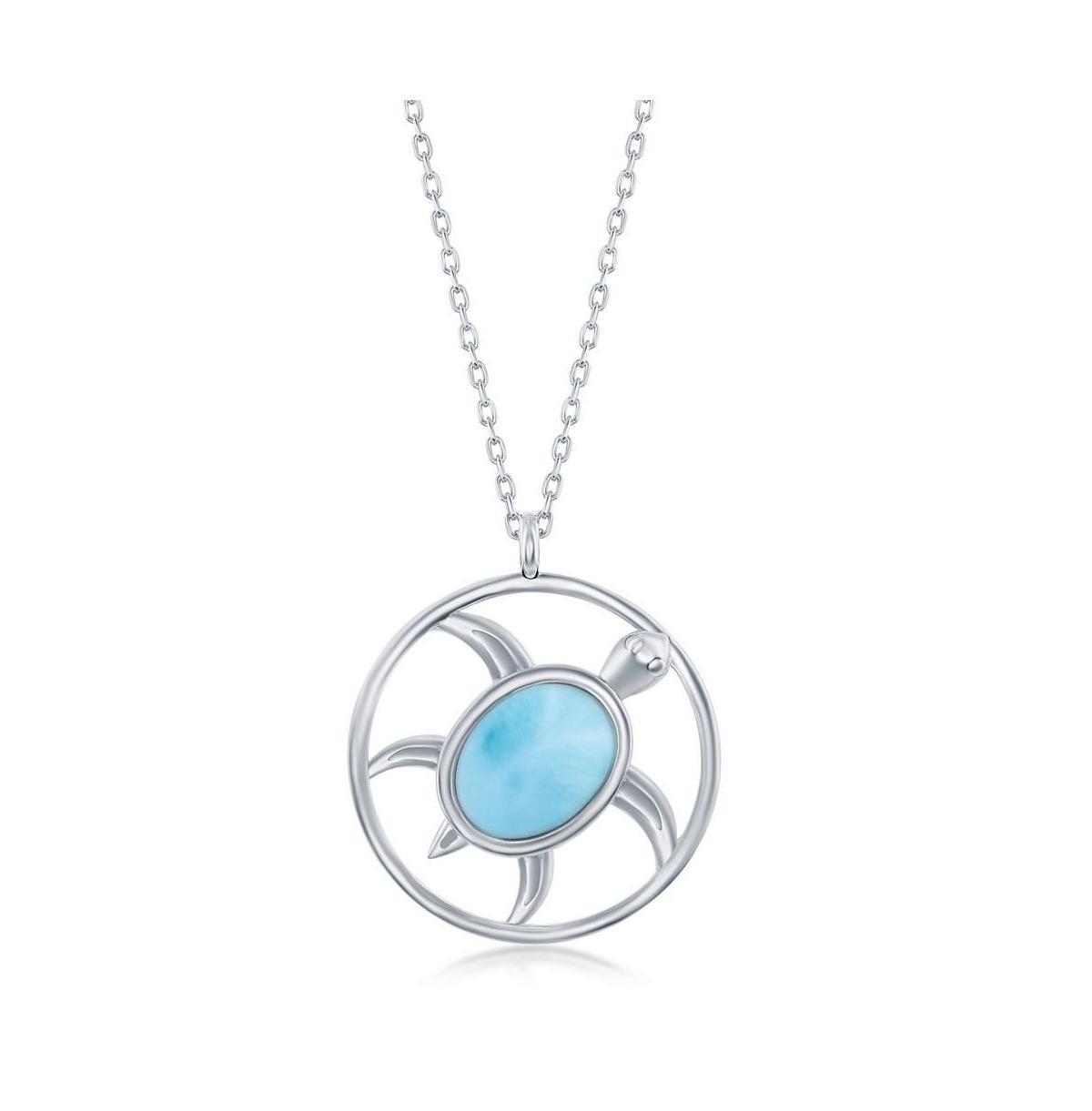 Sterling Silver Larimar Filigree Necklace, Womens Product Image