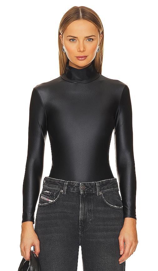 Womens Matte Metallic Turtleneck Bodysuit Product Image