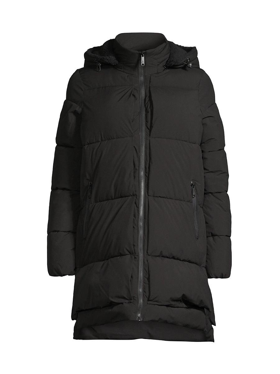 Womens Dimensional Hooded Puffer Coat Product Image