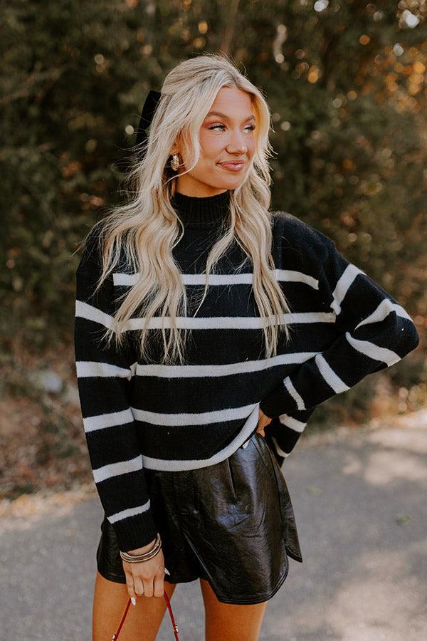 Cue The Chic Stripe Sweater in Black Product Image