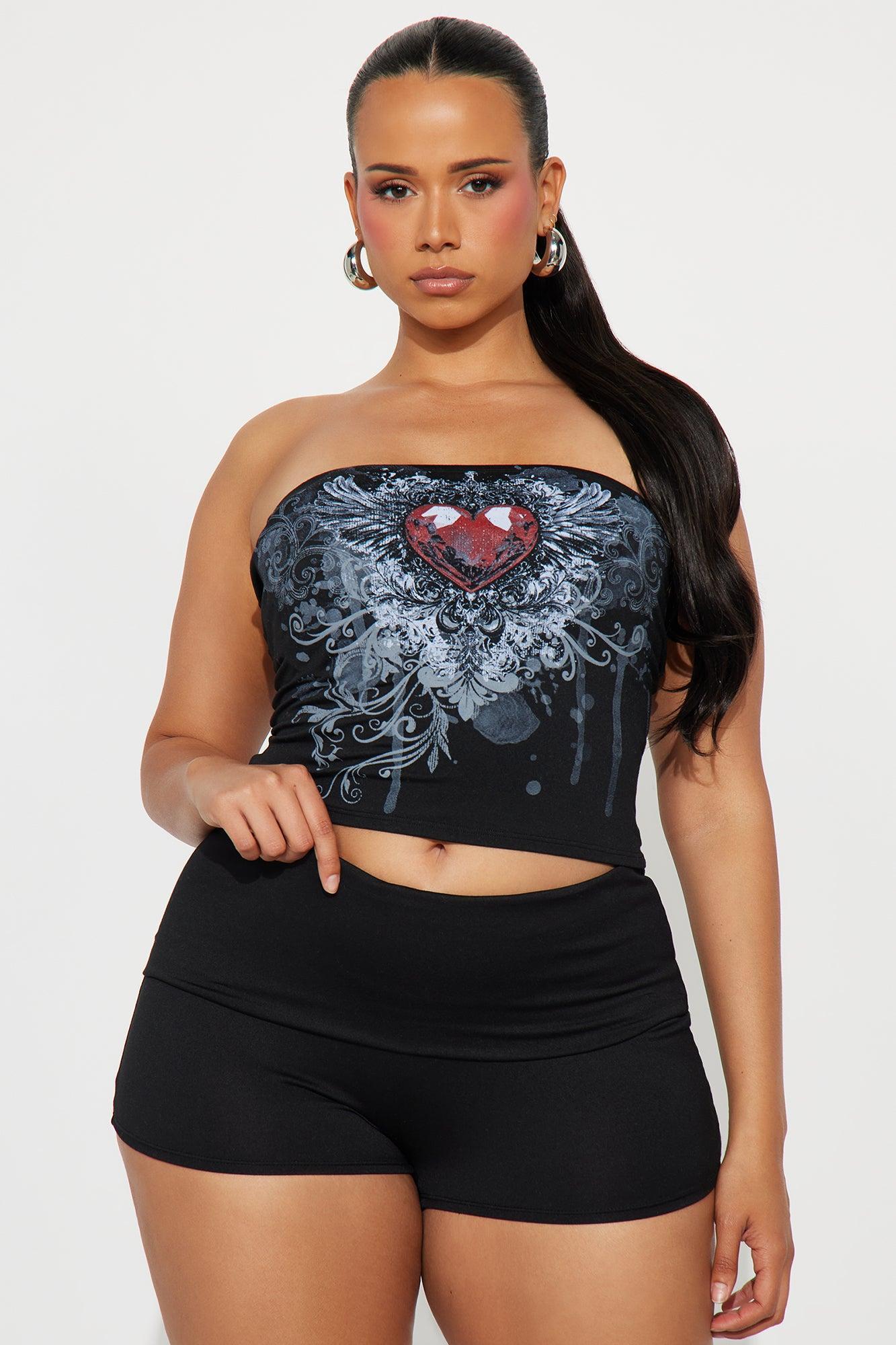 Love Always Fold Over Short Set - Black Female Product Image