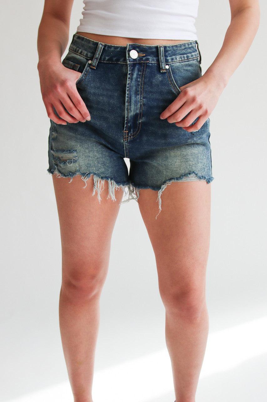 Vintage Wash Distressed Cut Off Shorts Product Image