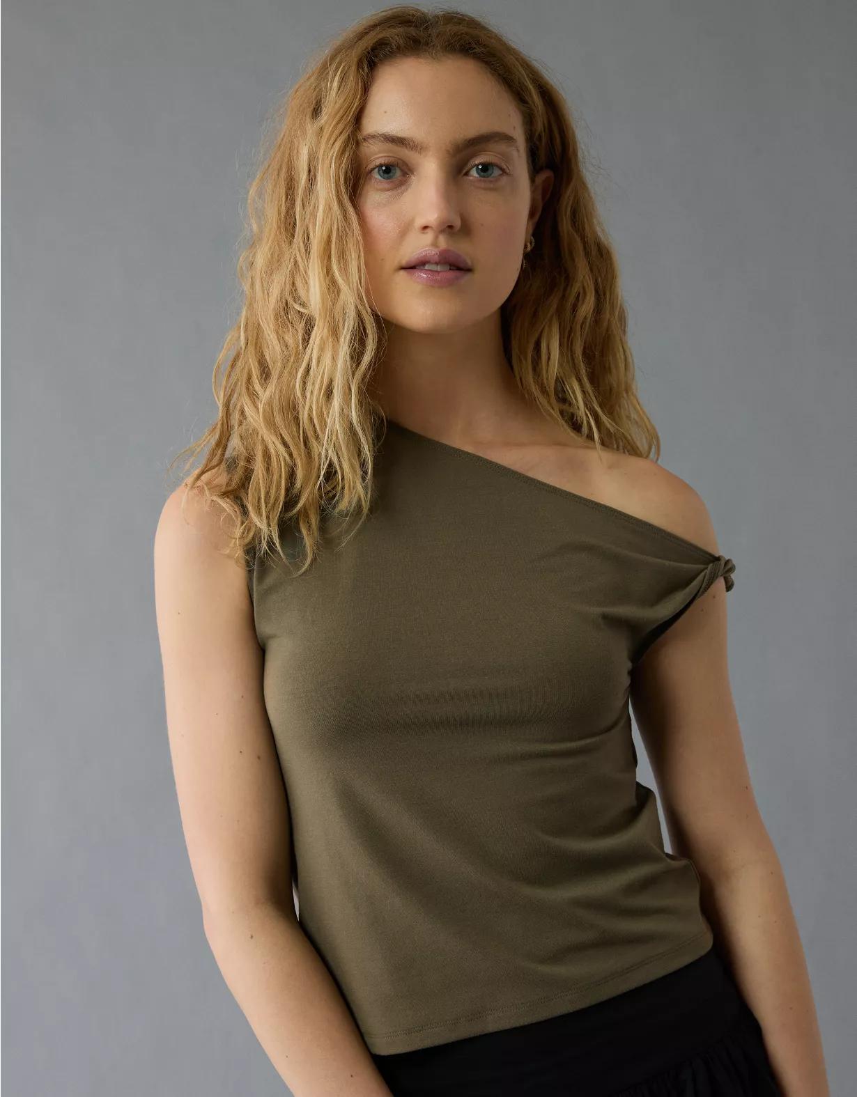 AE Asymmetrical Twist Shoulder Tank Top Product Image