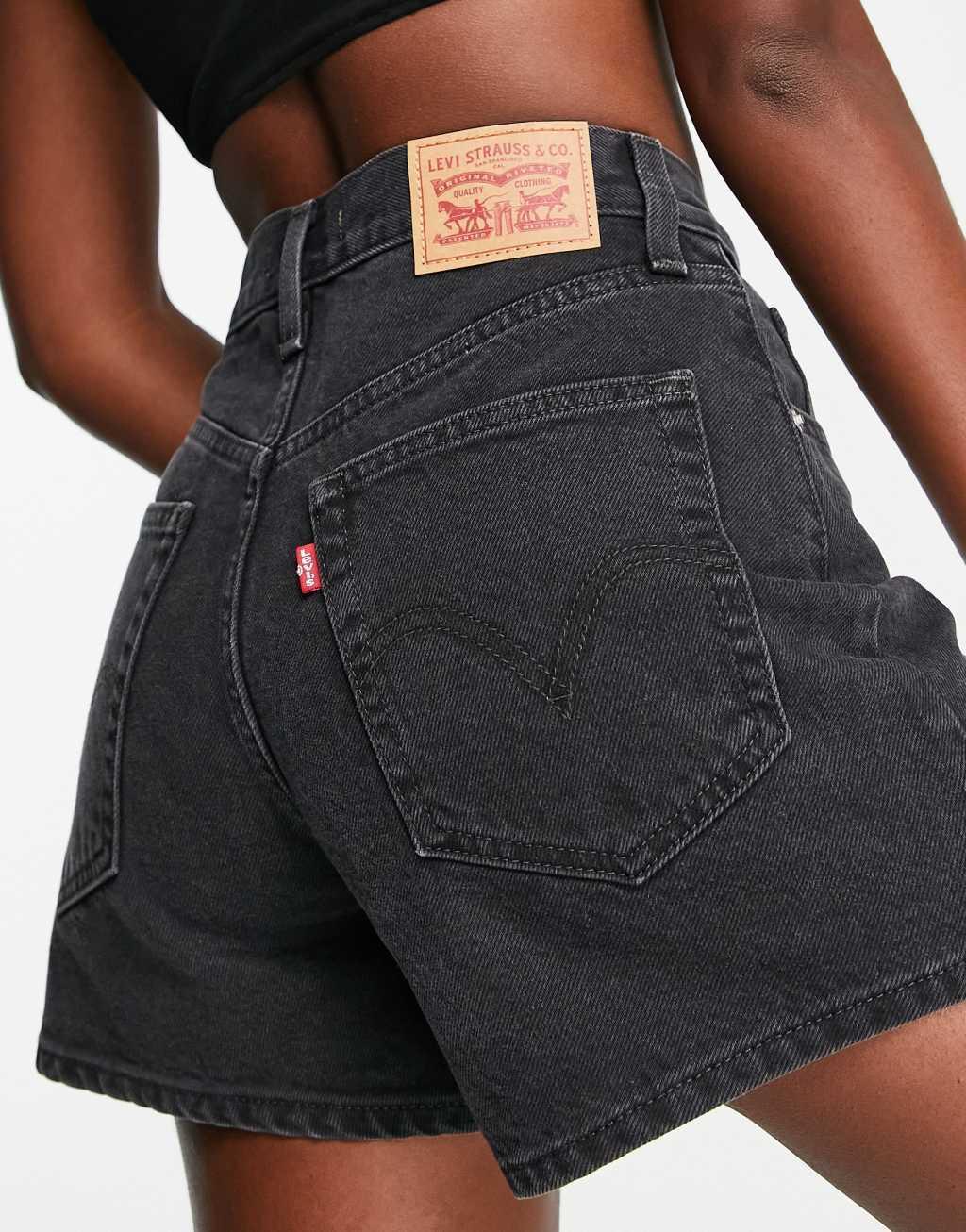Levi's high waisted mom shorts in black | ASOS Product Image