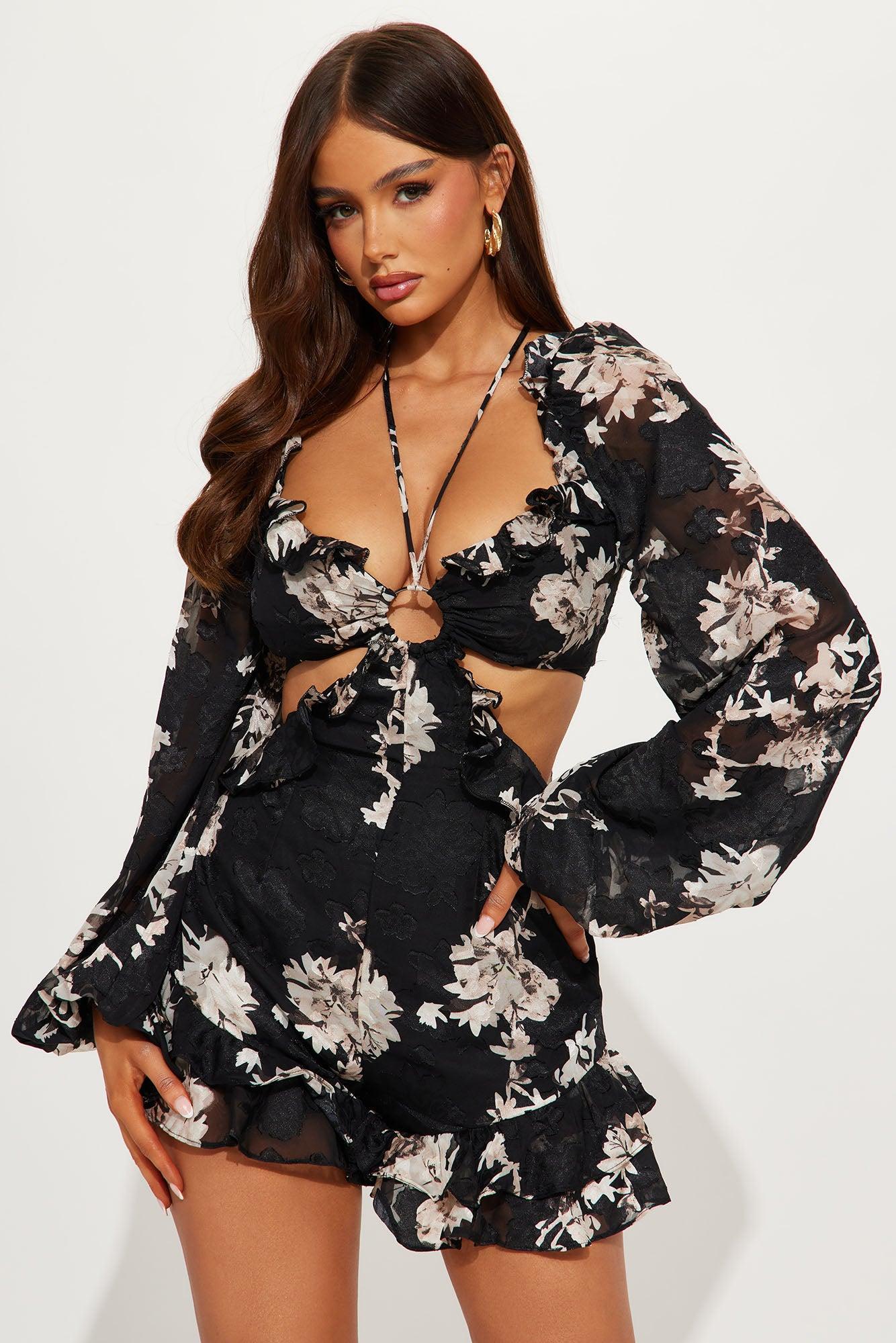 All In The Details Romper - Black/combo Product Image