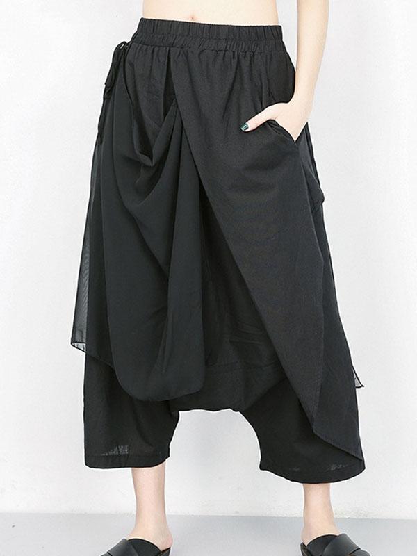 Harem Pants Loose Pleated Solid Color Ninth Pants Product Image