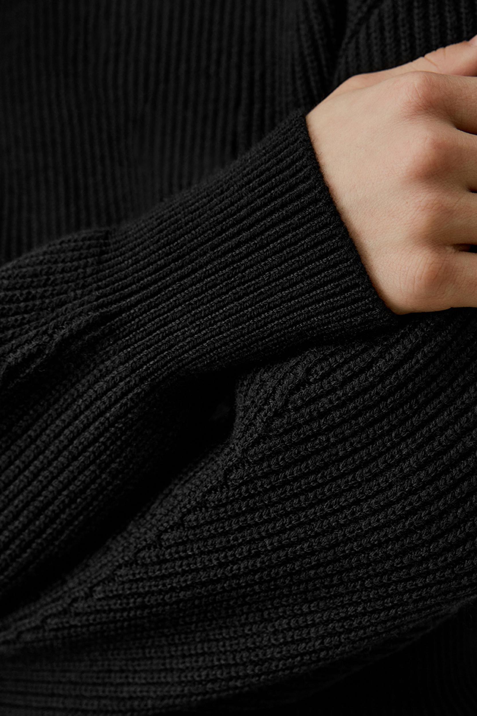 Round Neck Drop-Shoulder Merino Wool Sweater Product Image