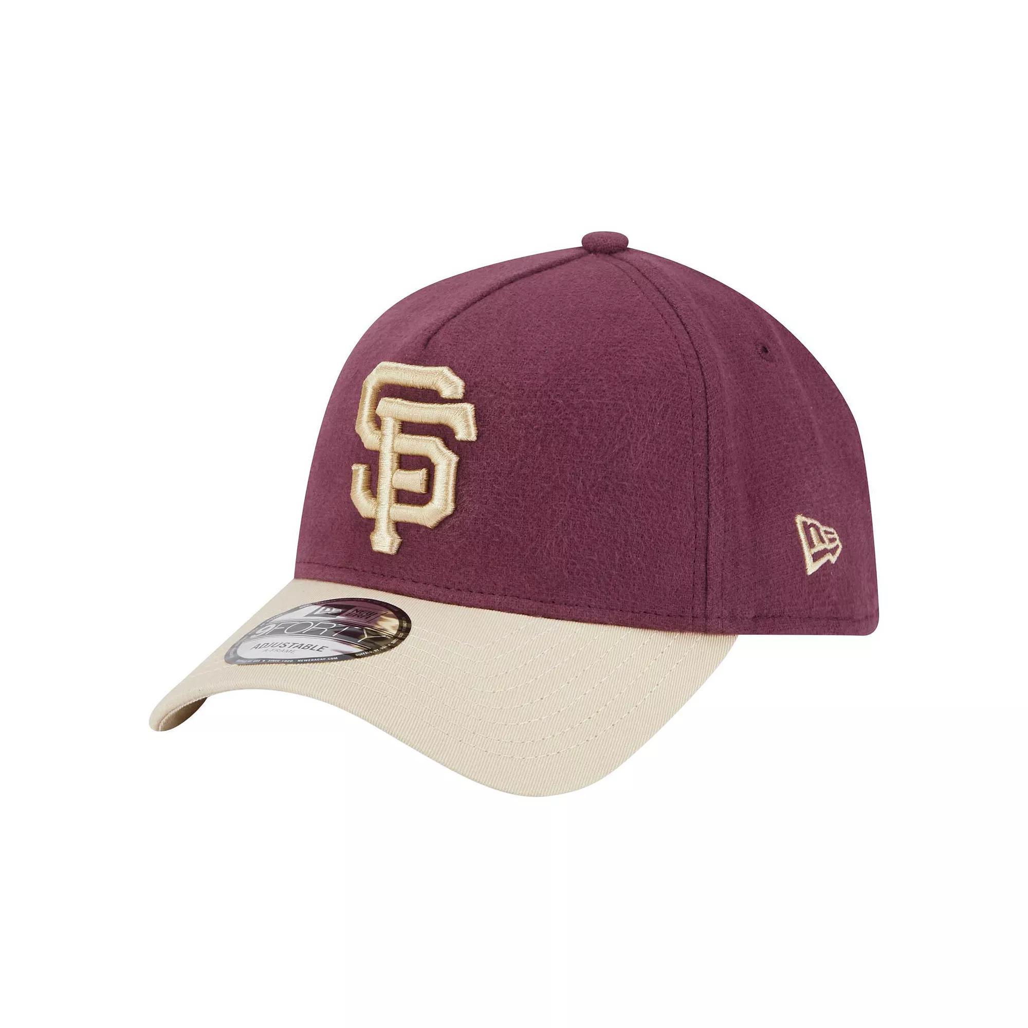 Men's New Era Maroon San Francisco Giants Moleskin Crown A-Frame 9FORTY Adjustable Hat, Red Product Image