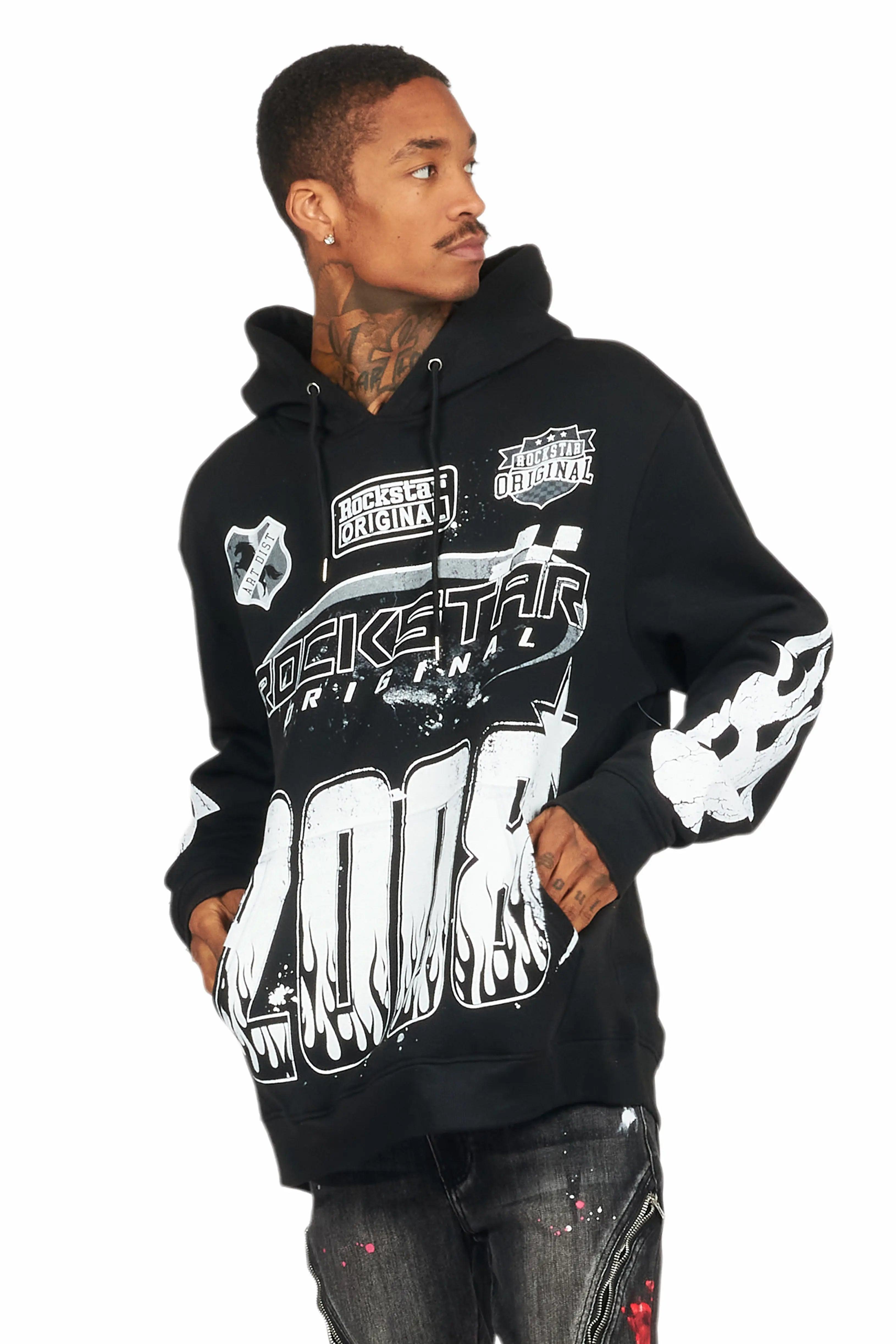 Amos Black Graphic Hoodie Male Product Image