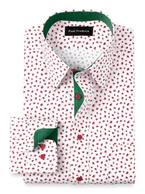 Non-Iron Cotton Santa Hat Dress Shirt With Contrast Trim - Red Product Image