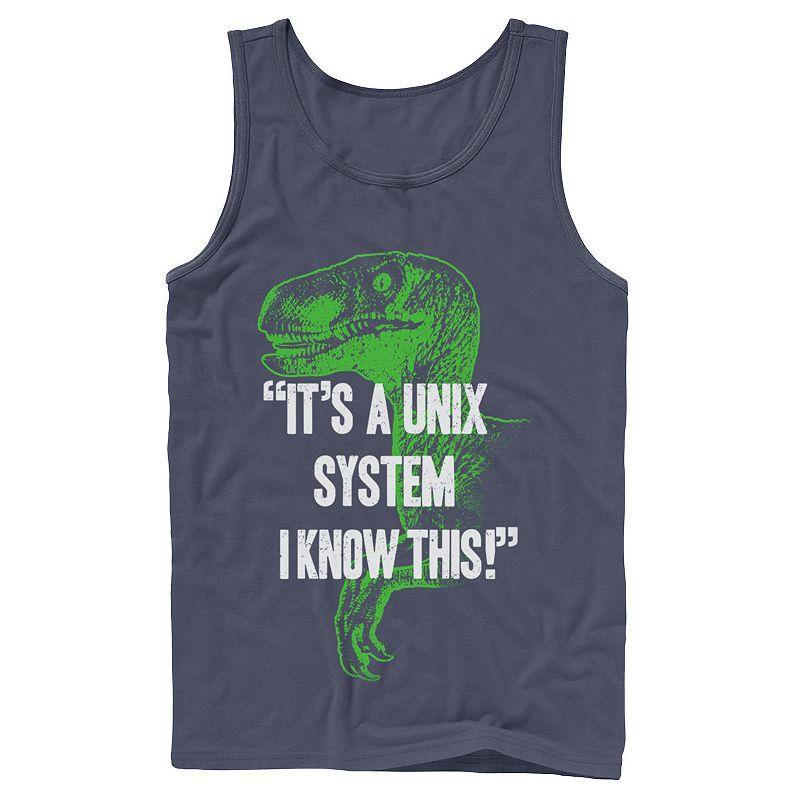 Men's Jurassic Park Neon Dinosaur A Unix System Graphic Tank Top,  Product Image
