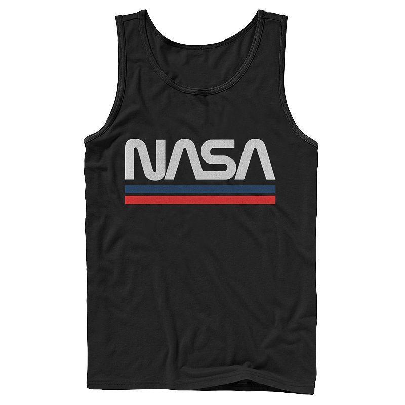 Men's NASA Red Blue Stripe Minimal Logo Vintage Graphic Tank Top, Size: XXL, Black Product Image