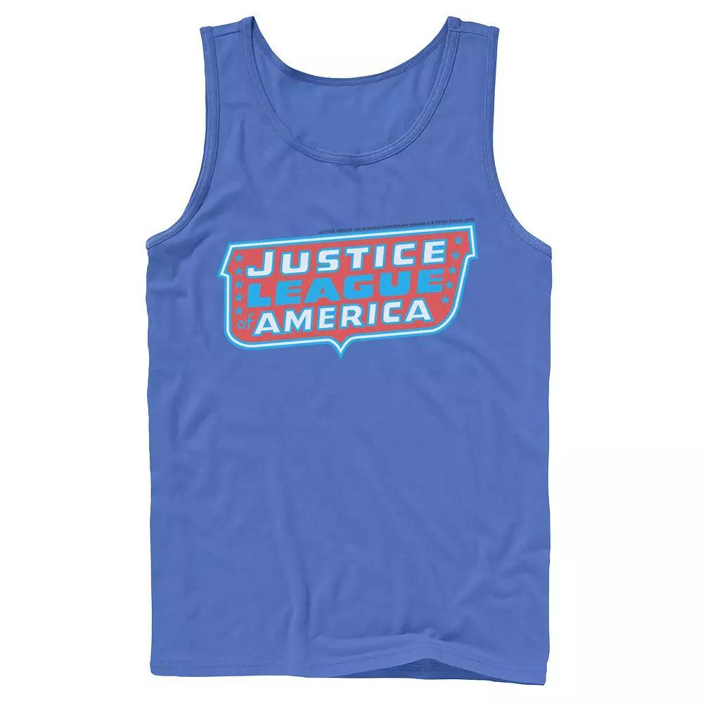 Men's DC Comics Justice League of America Text Poster Logo Tank Top,  Product Image