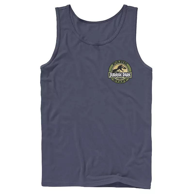 Men's Jurassic Park Staff Logo Pocket Patch Graphic Tank Top, Size: Small, Blue Product Image