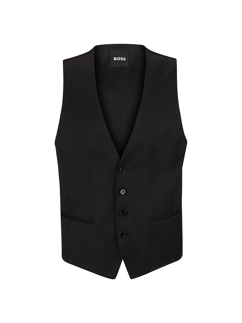 Mens Single-Breasted Waistcoat in Virgin-Wool Serge Product Image