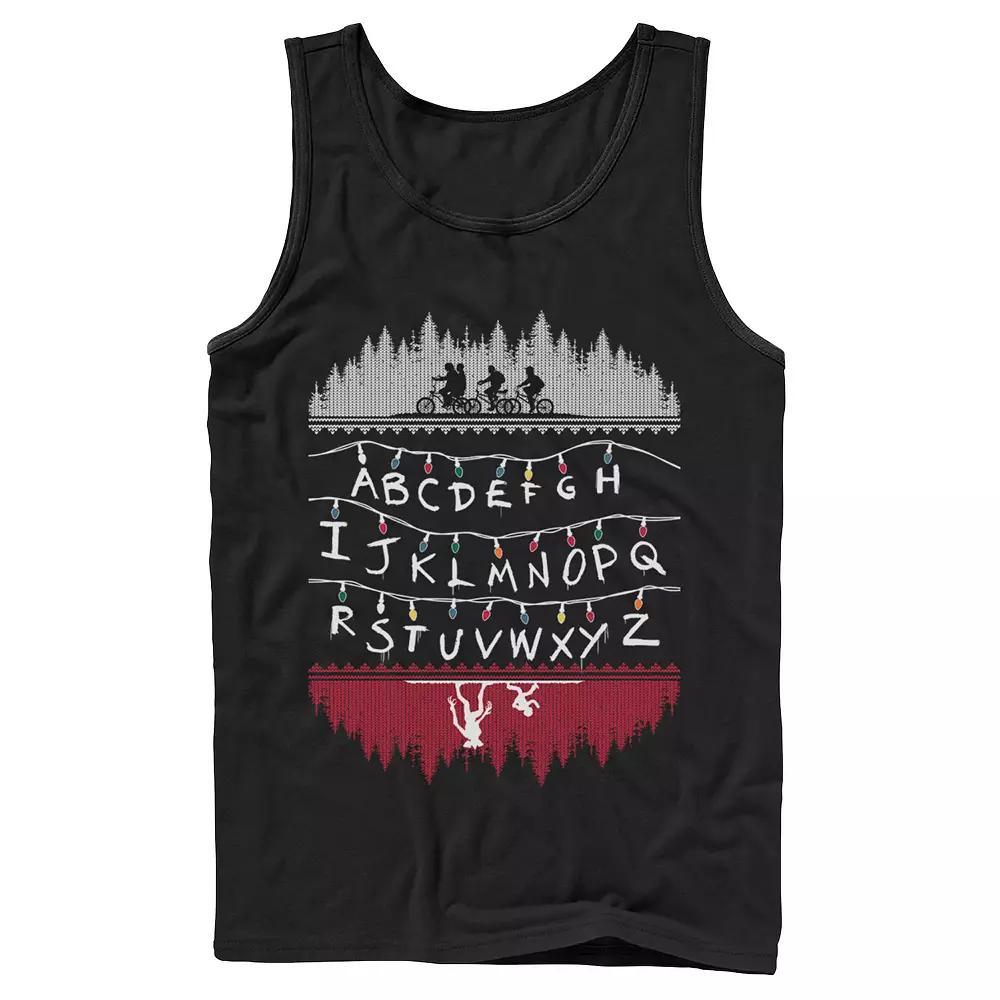 Men's Stranger Things Alphabet Lights Tank Top, Size: Large, Black Product Image