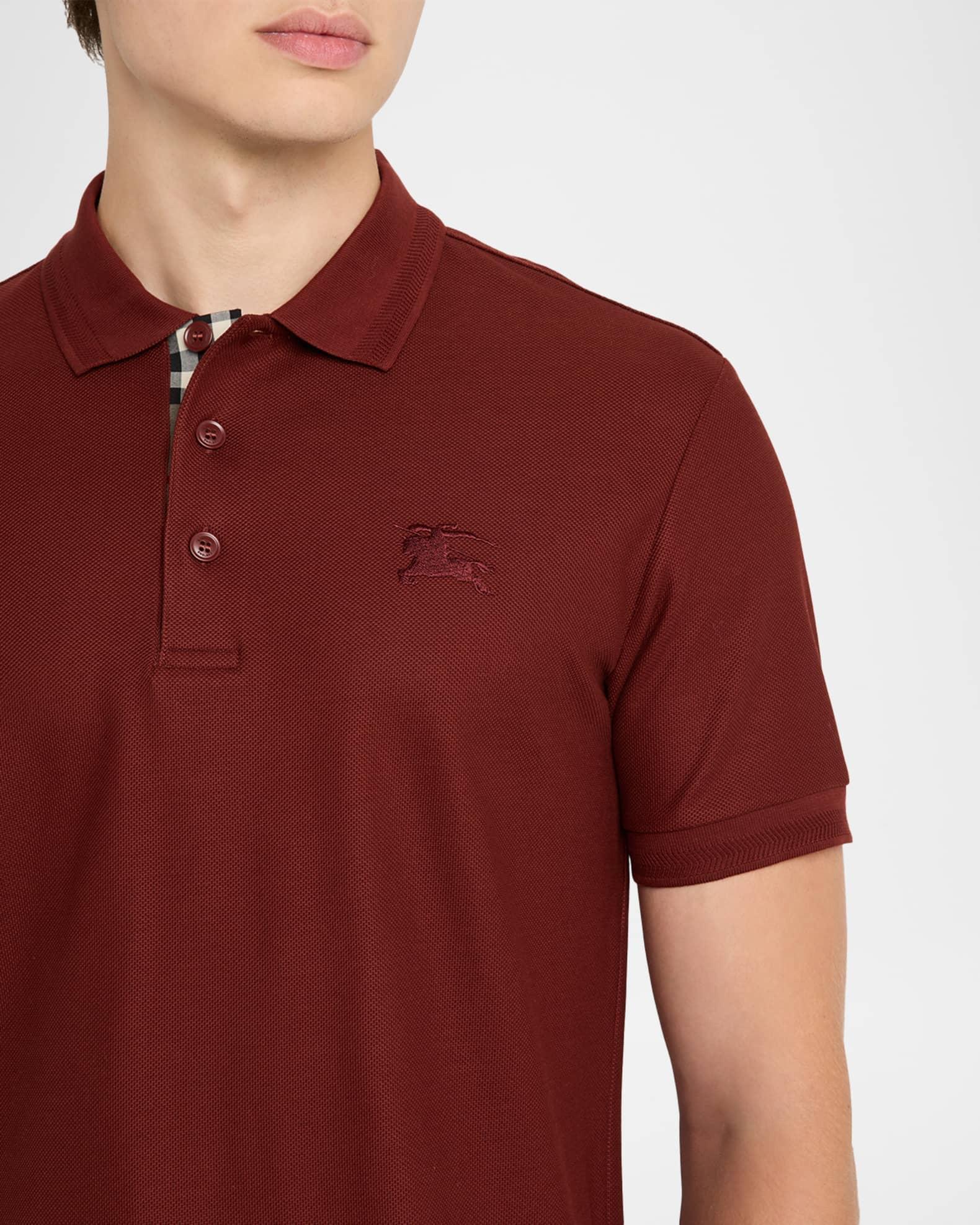 Men's Cotton Check-Placket Polo Shirt Product Image