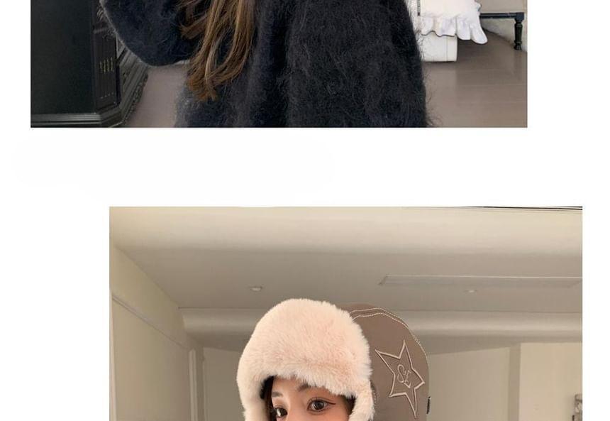 Star Embroidered Faux Fur Trapper Hat Product Image