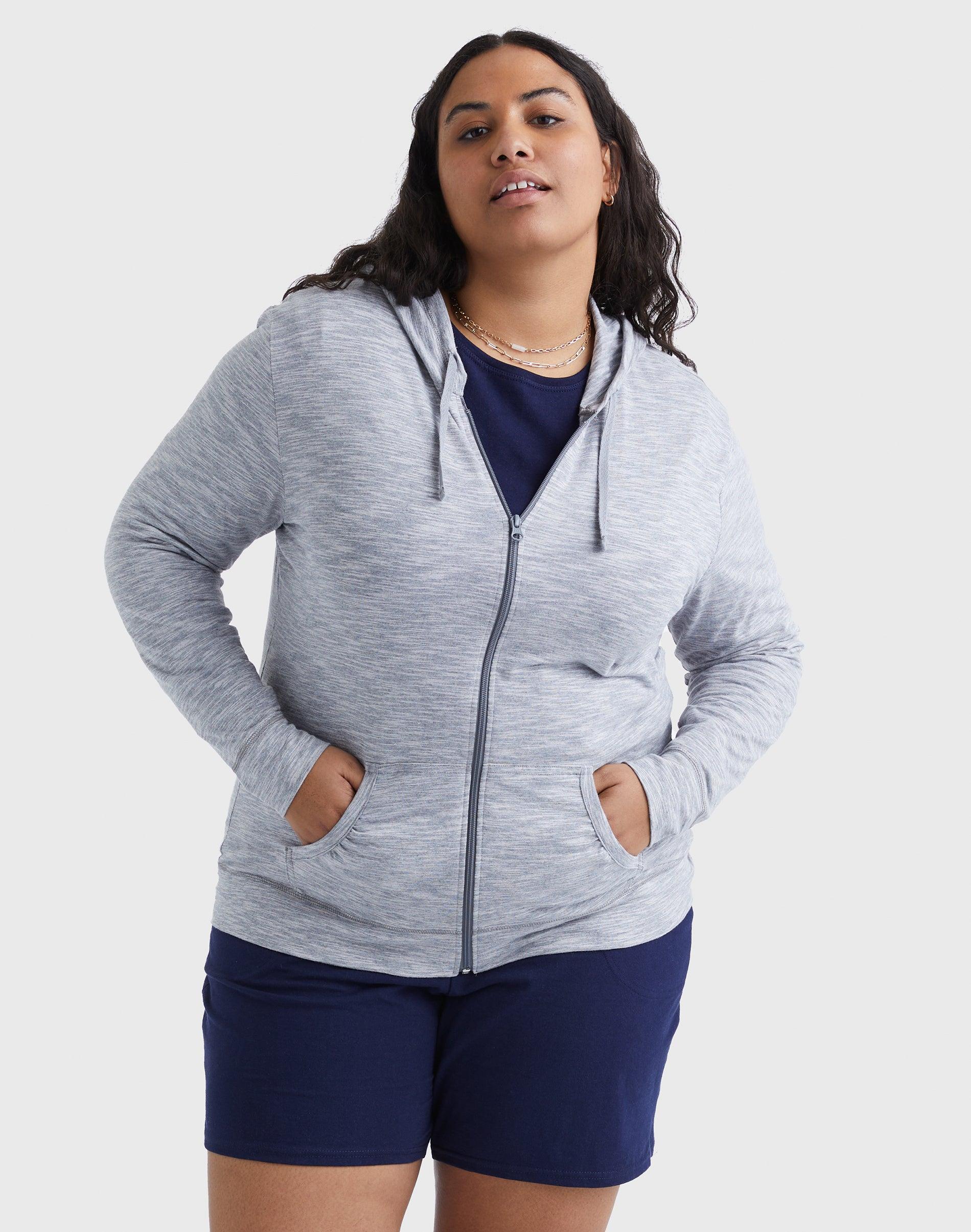 Plus Size Just My Size® Slubbed Hoodie, Women's, Size: 1XL, Amaranth Product Image