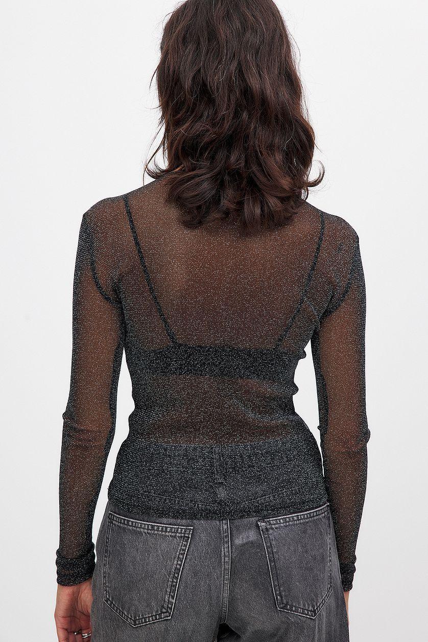 Long Sleeve Glitter Mesh Top Product Image