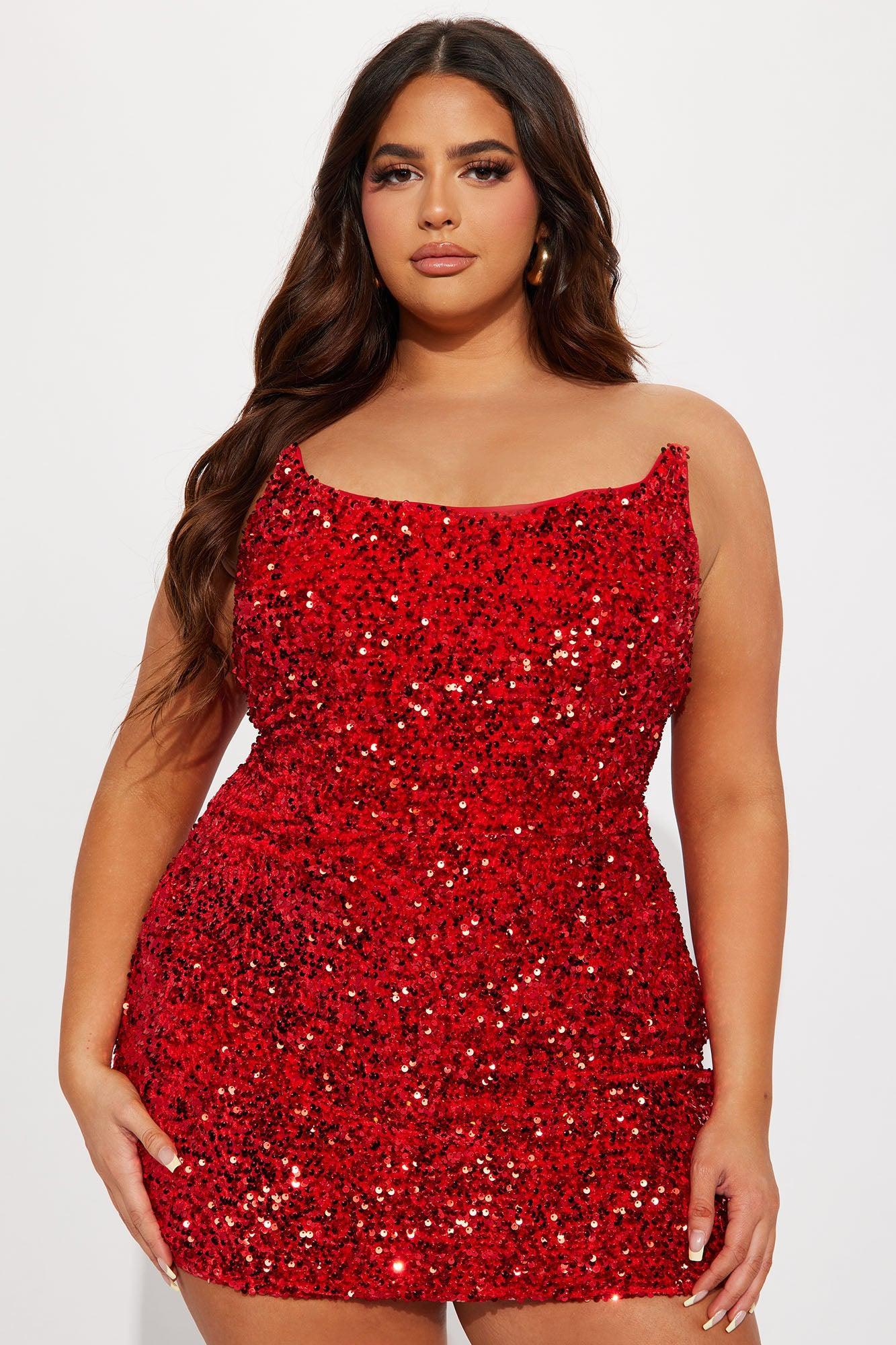 Glamour Sequin Mini Dress - Red Product Image