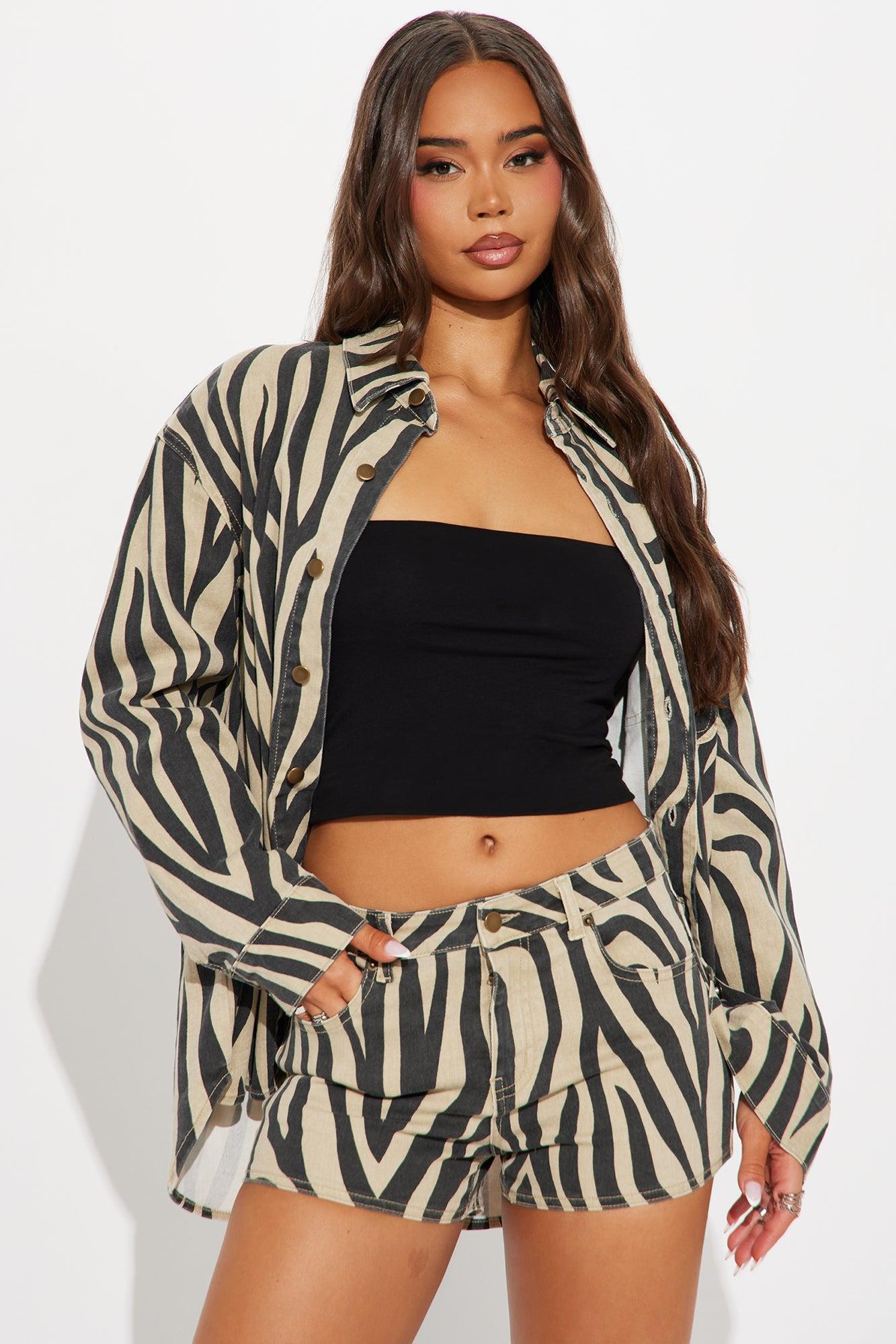 Safari Dreams Zebra Short Set - Brown/combo Product Image