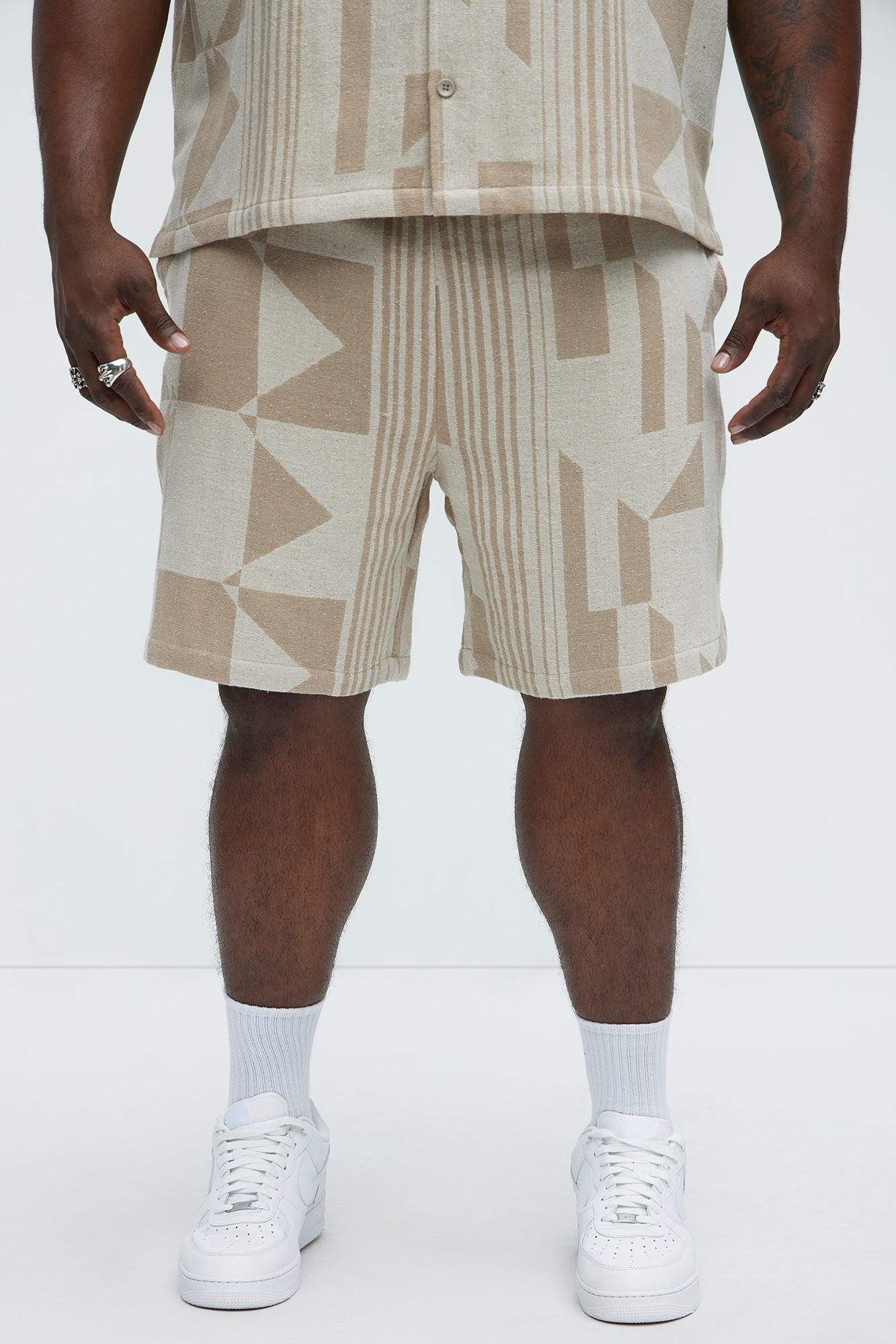 Abstract Relaxed Shorts - Cream/combo Product Image