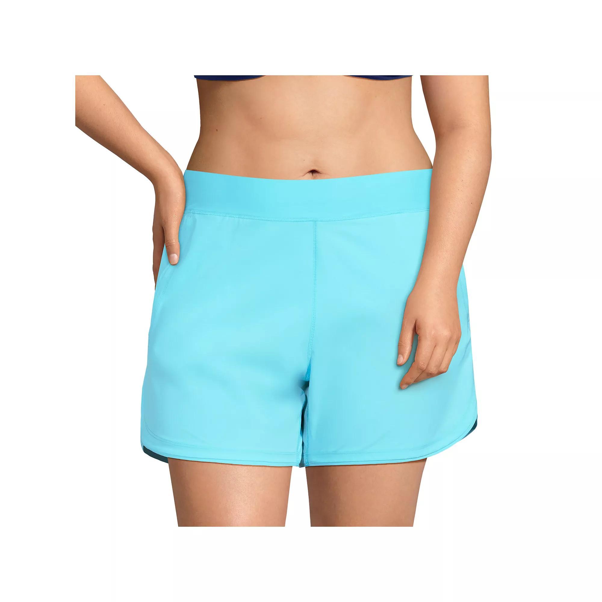 Plus Size Lands End 5 Quick Dry Swim Shorts With Panty, Womens River Blue Product Image