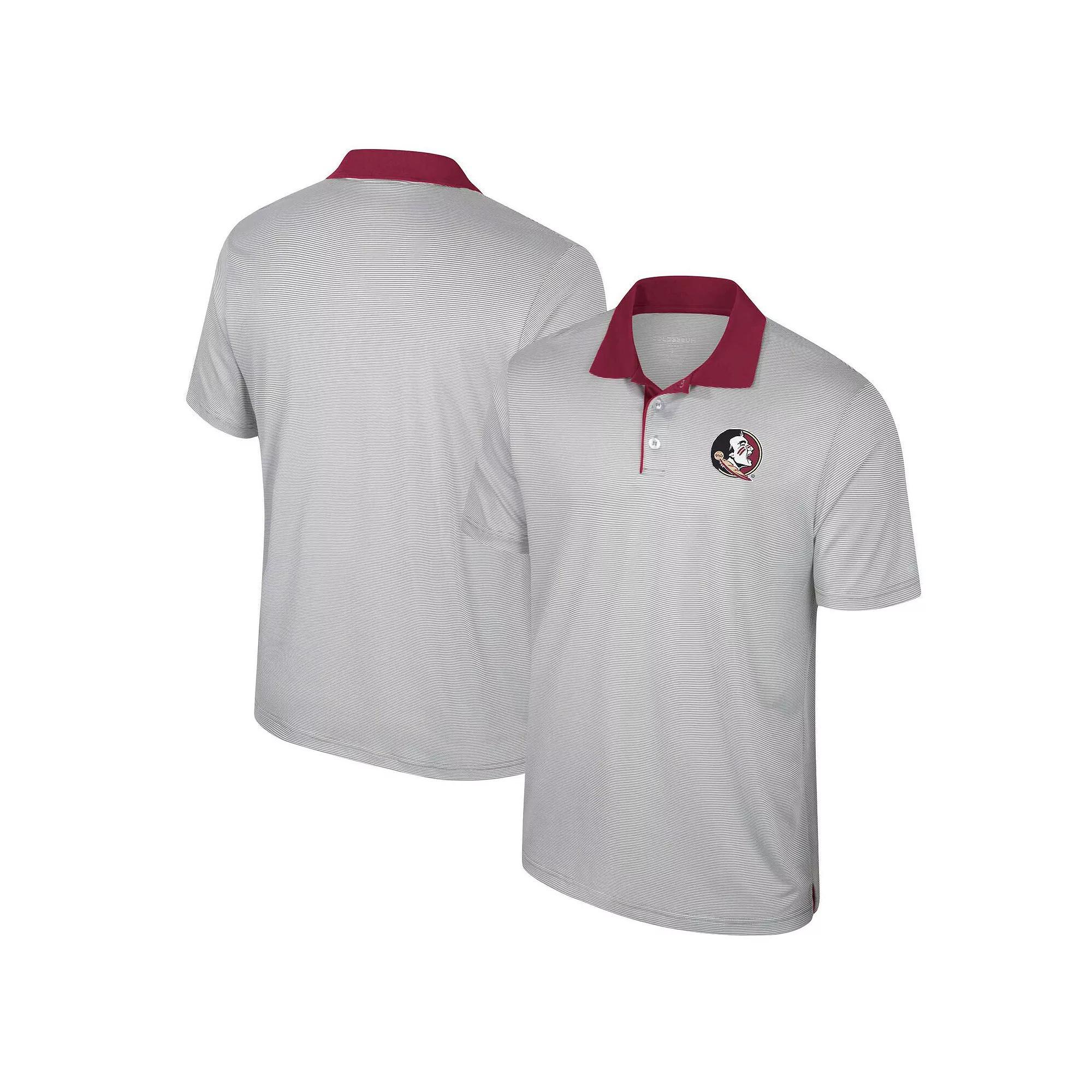Men's Colosseum Gray Florida State Seminoles Big & Tall Tuck Striped Polo, Size: XLT, Grey Product Image