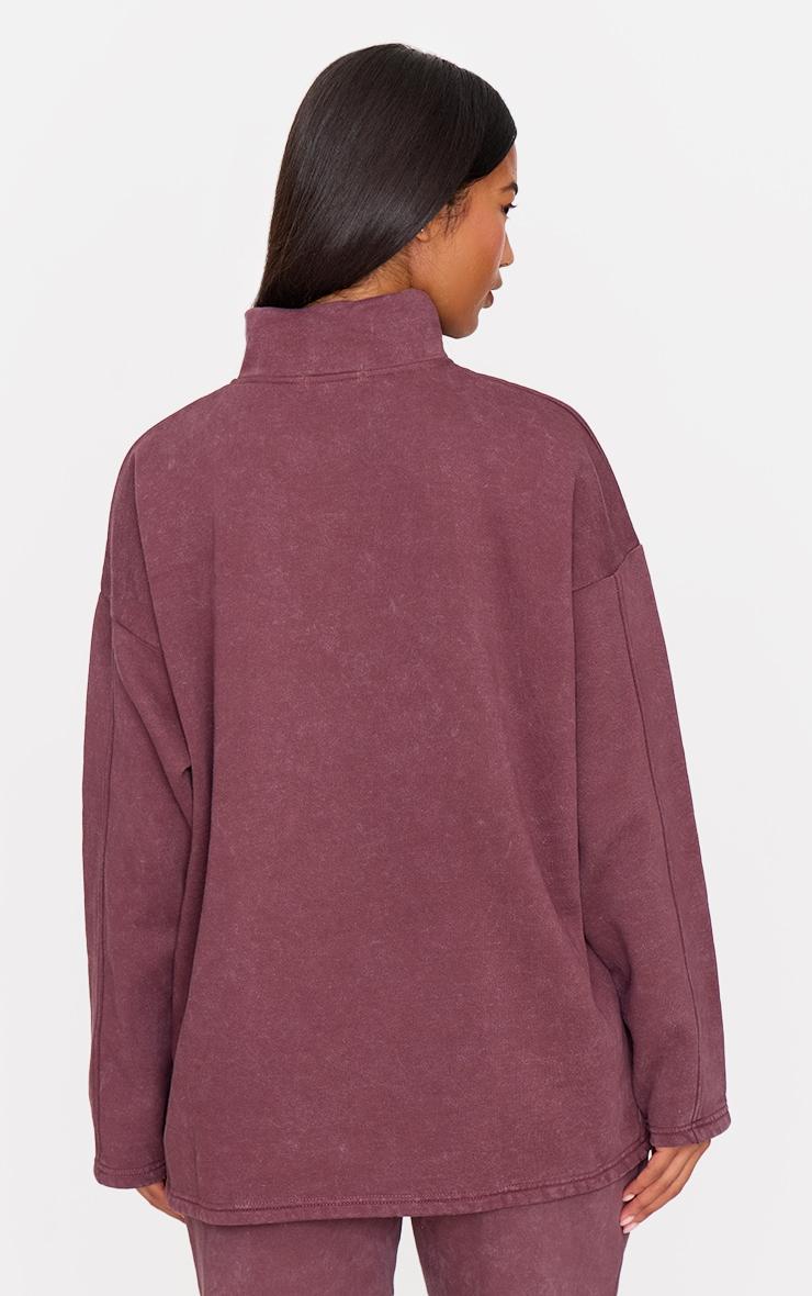 Burgundy Washed Quarter Zip Sweatshirt Product Image