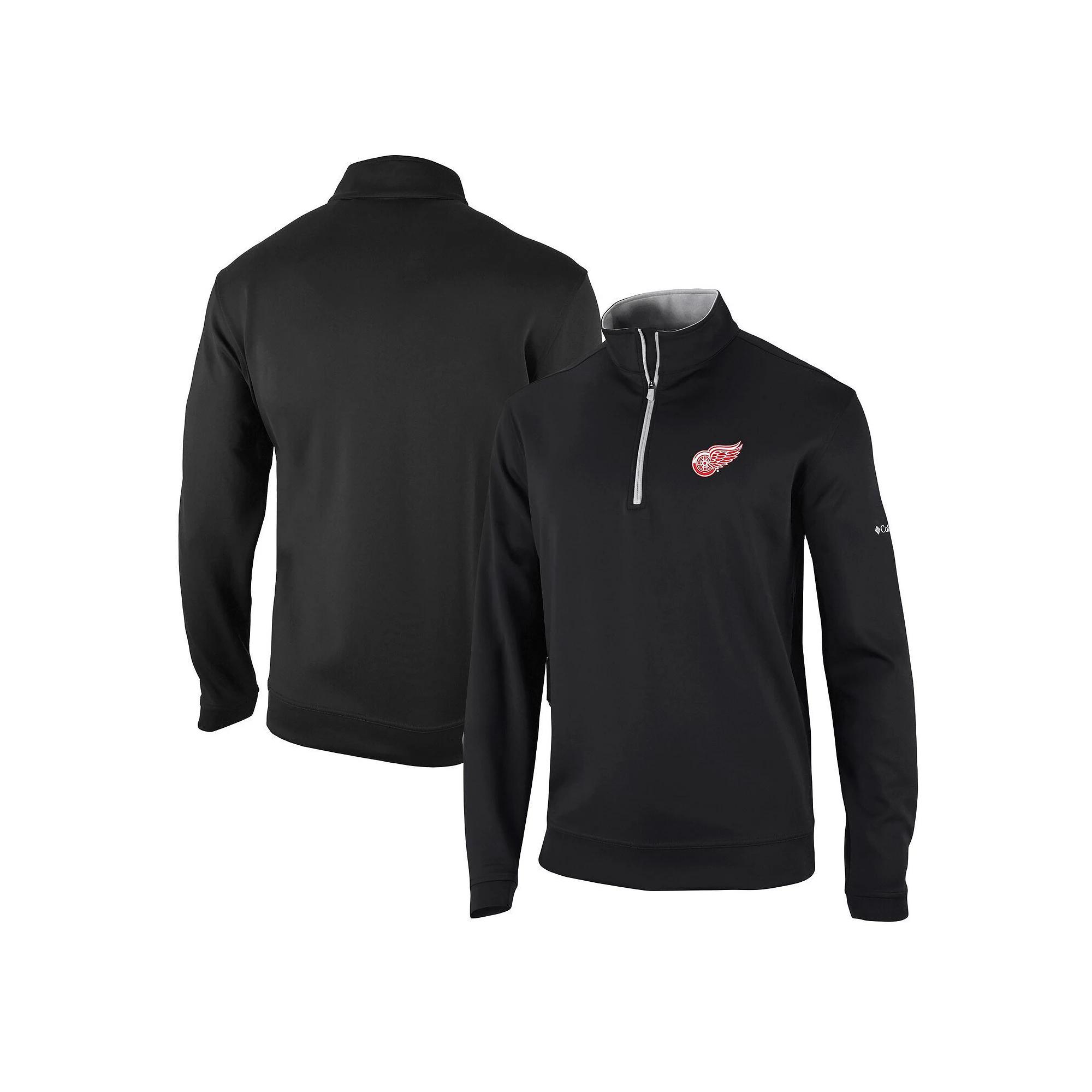 Men's Columbia Black Detroit Red Wings Wickham Hills Omni-Wick Quarter-Zip Jacket, Size: 2XL Product Image