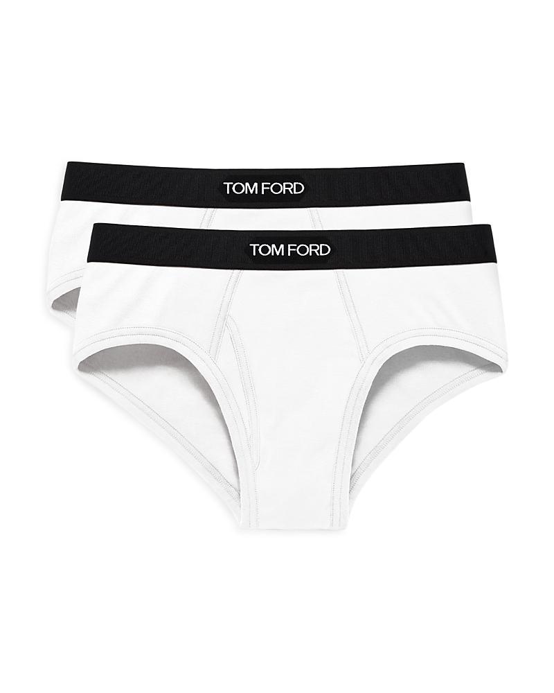 Mens 2-Pack Solid Jersey Logo-Waist Briefs Product Image