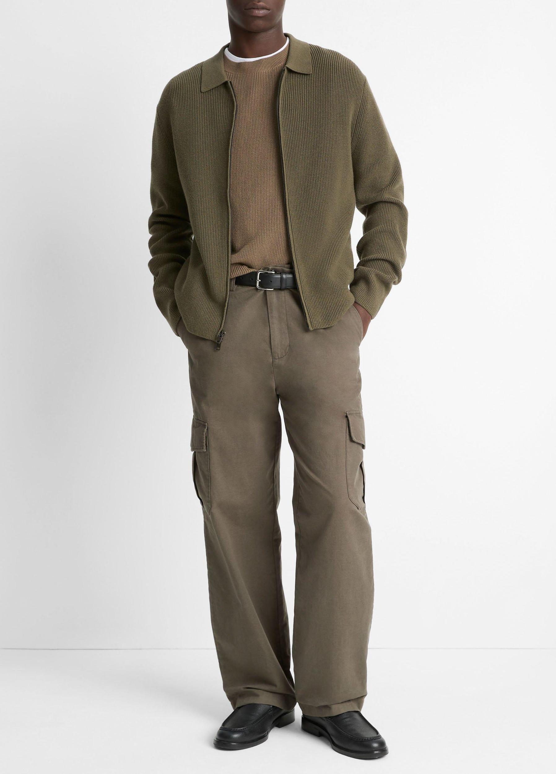 Wool-Blend Two-Way Zip Cardigan Product Image