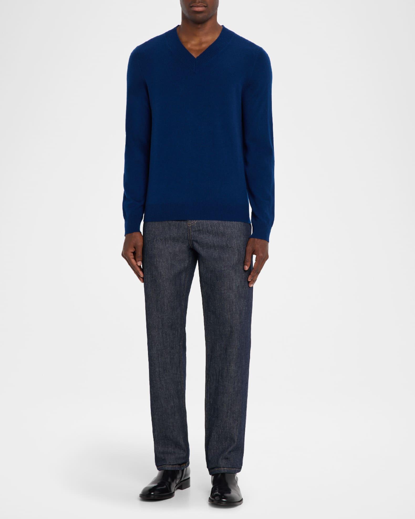 Men's Cashmere Knit Deep V-Neck Sweater Product Image