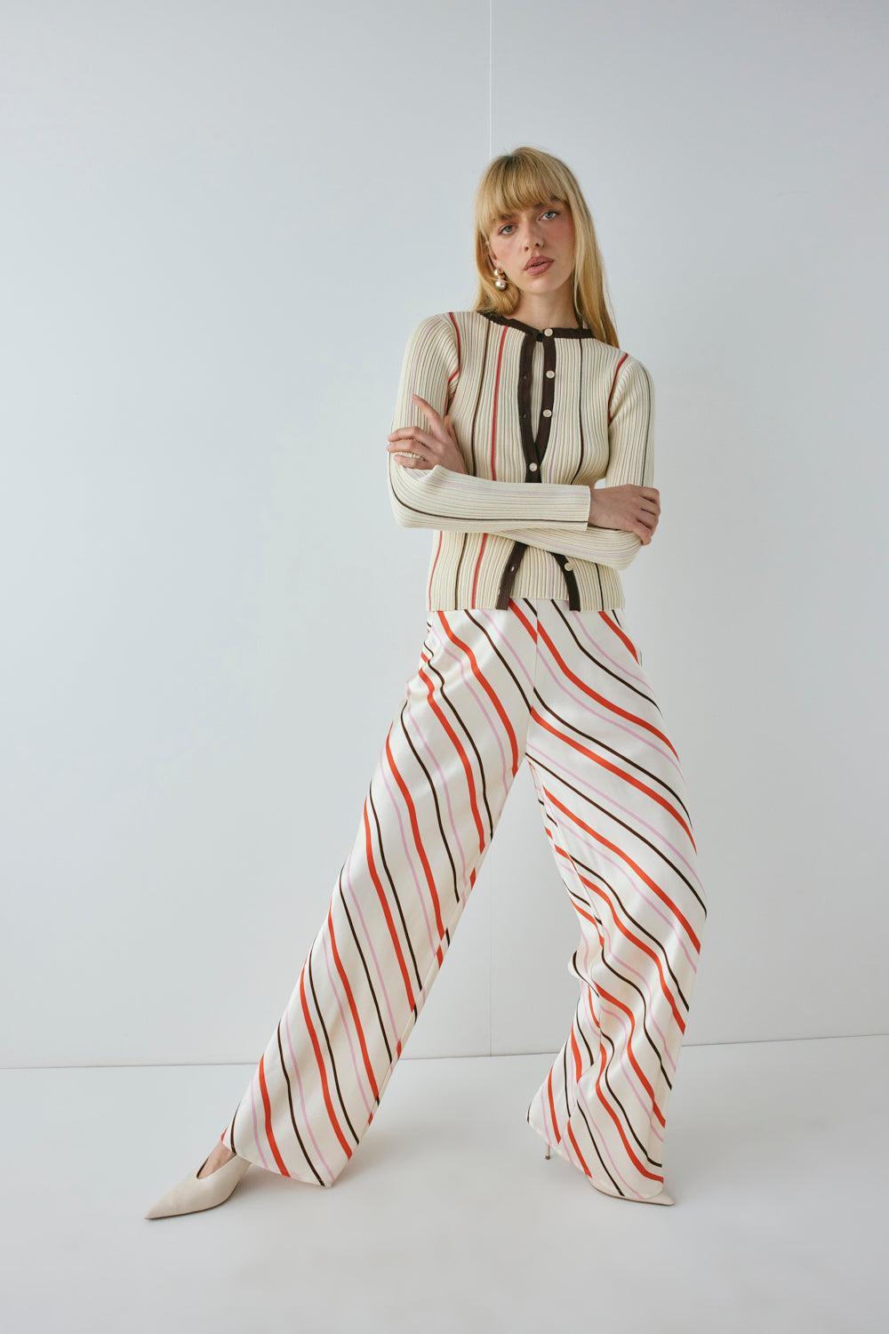 Remi Satin Pants Stripe Product Image