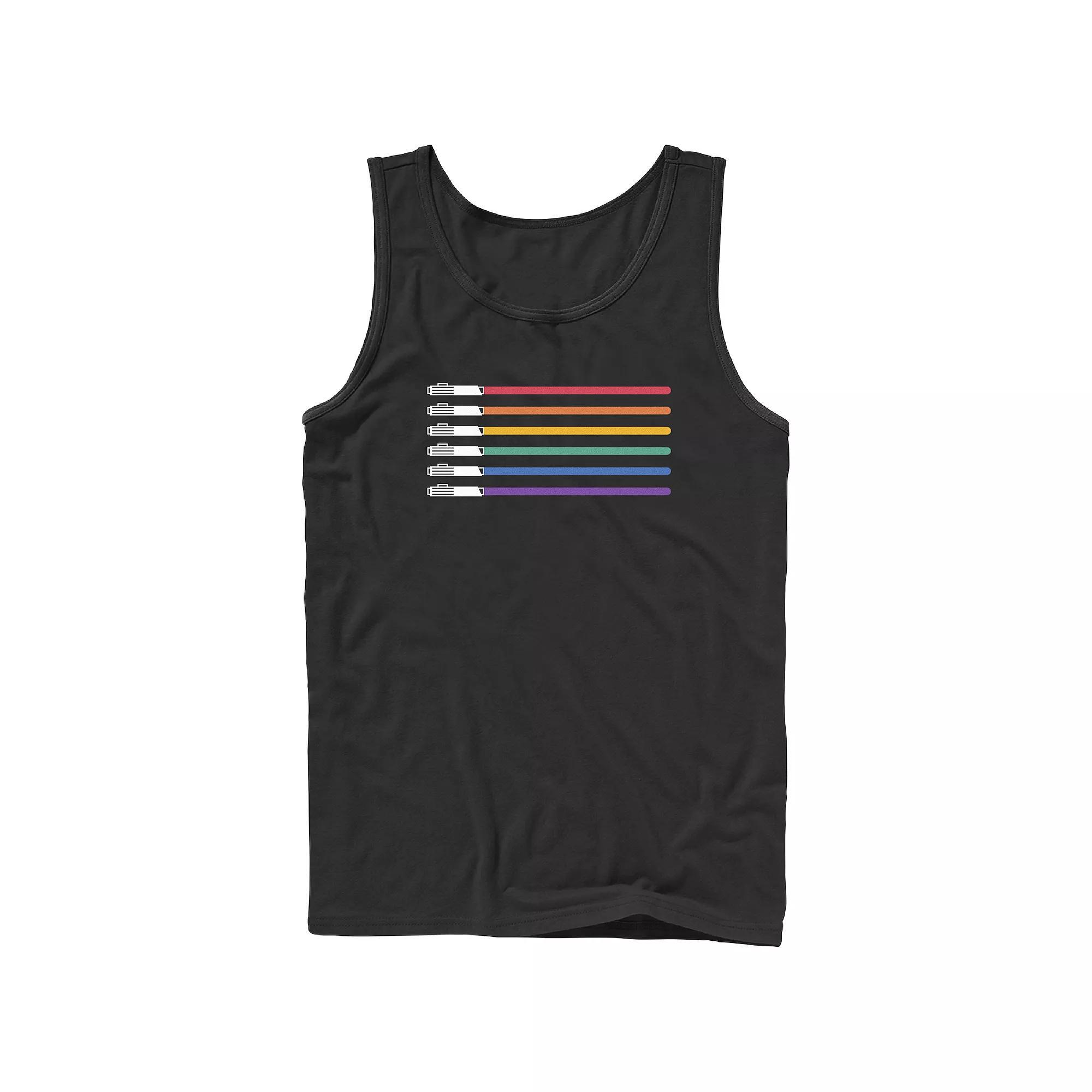 Men's Star Wars Lightsabers Pride Flag Graphic Tank,  Product Image